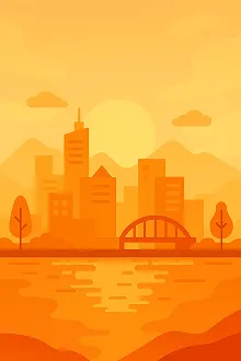 Ilustrasi landmark Tangerang, Banten. 4 event lari aktif termasuk marathon, half marathon, 10K, dan fun run yang kurasi di AYOLARI.ID.