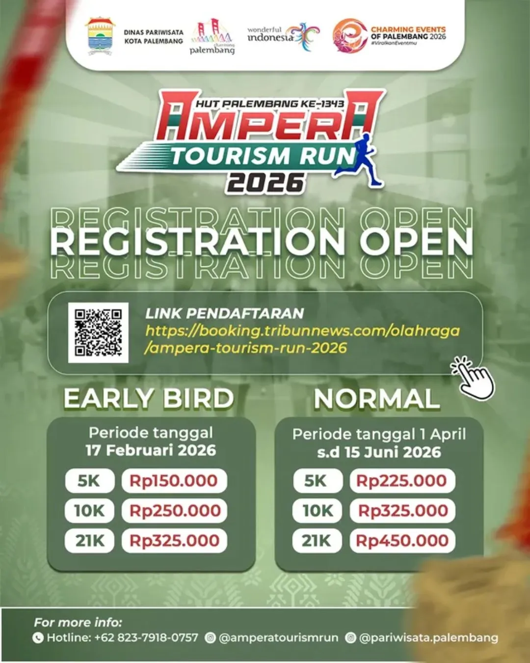 Poster event Ampera Tourism Run 2026 di Palembang pada Minggu, 28 Jun 2026