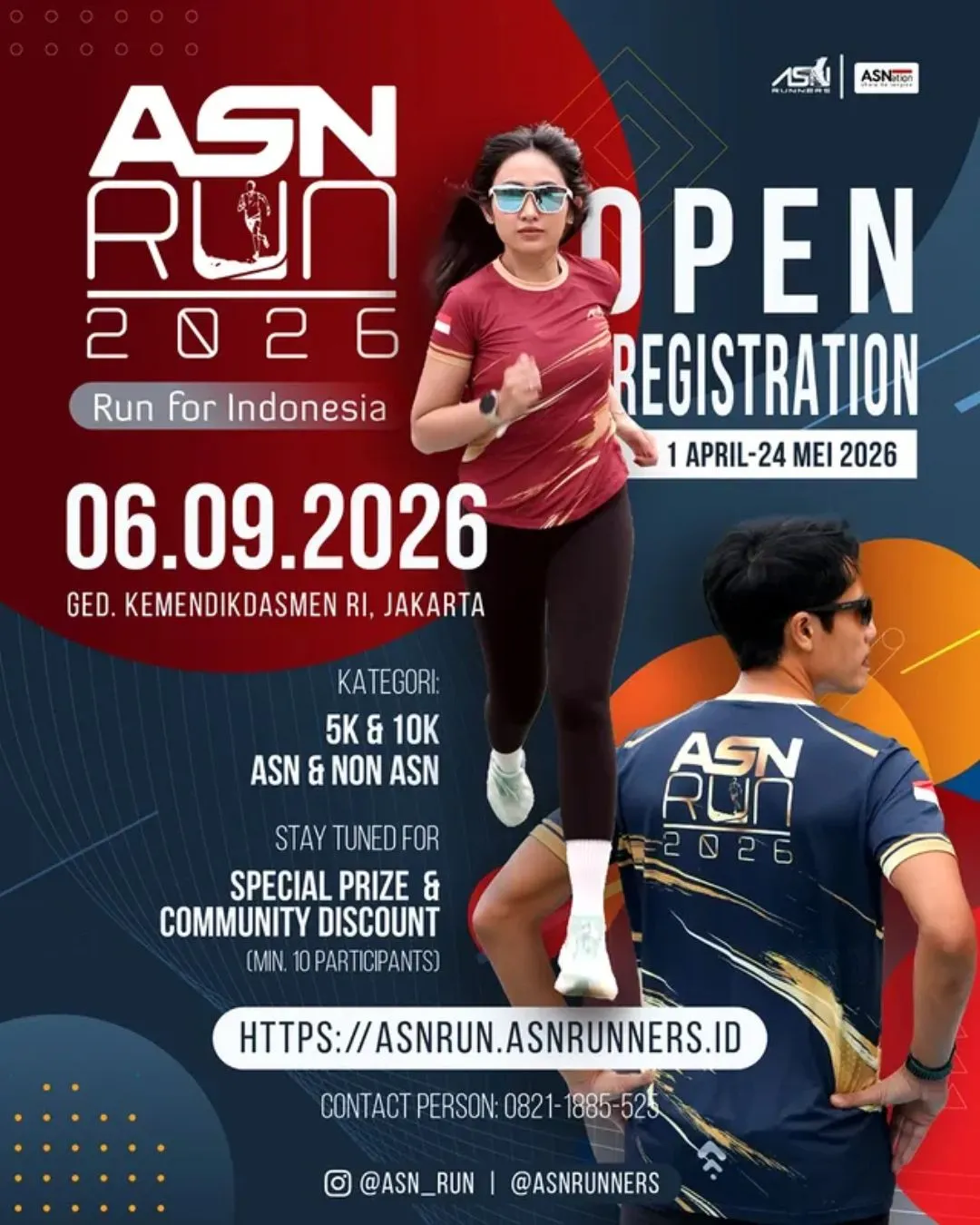 Poster event ASN Run 2026 di Jakarta Pusat pada Minggu, 6 Sep 2026