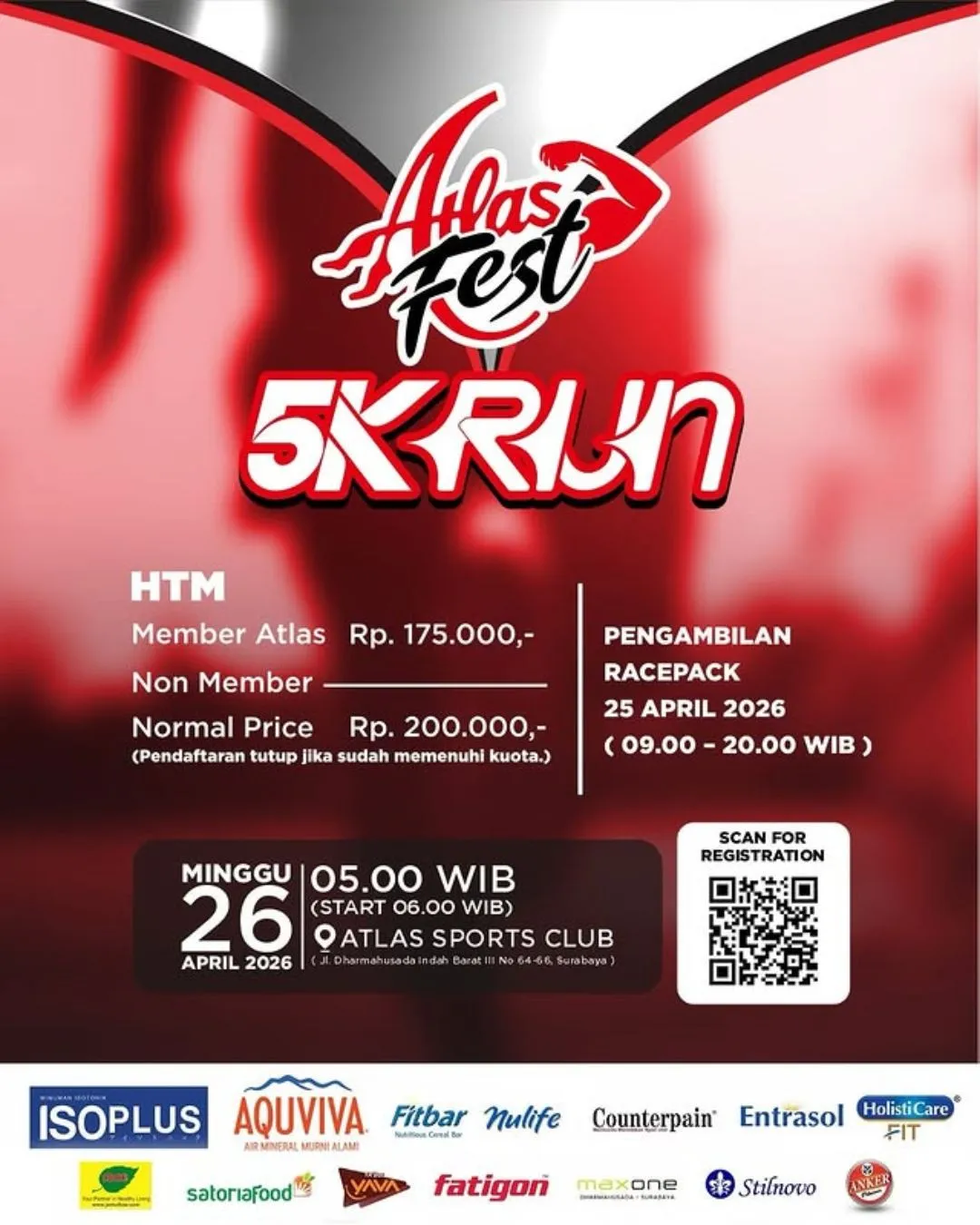 Poster event Atlas Fest 5K Run di Surabaya pada Minggu, 26 Apr 2026