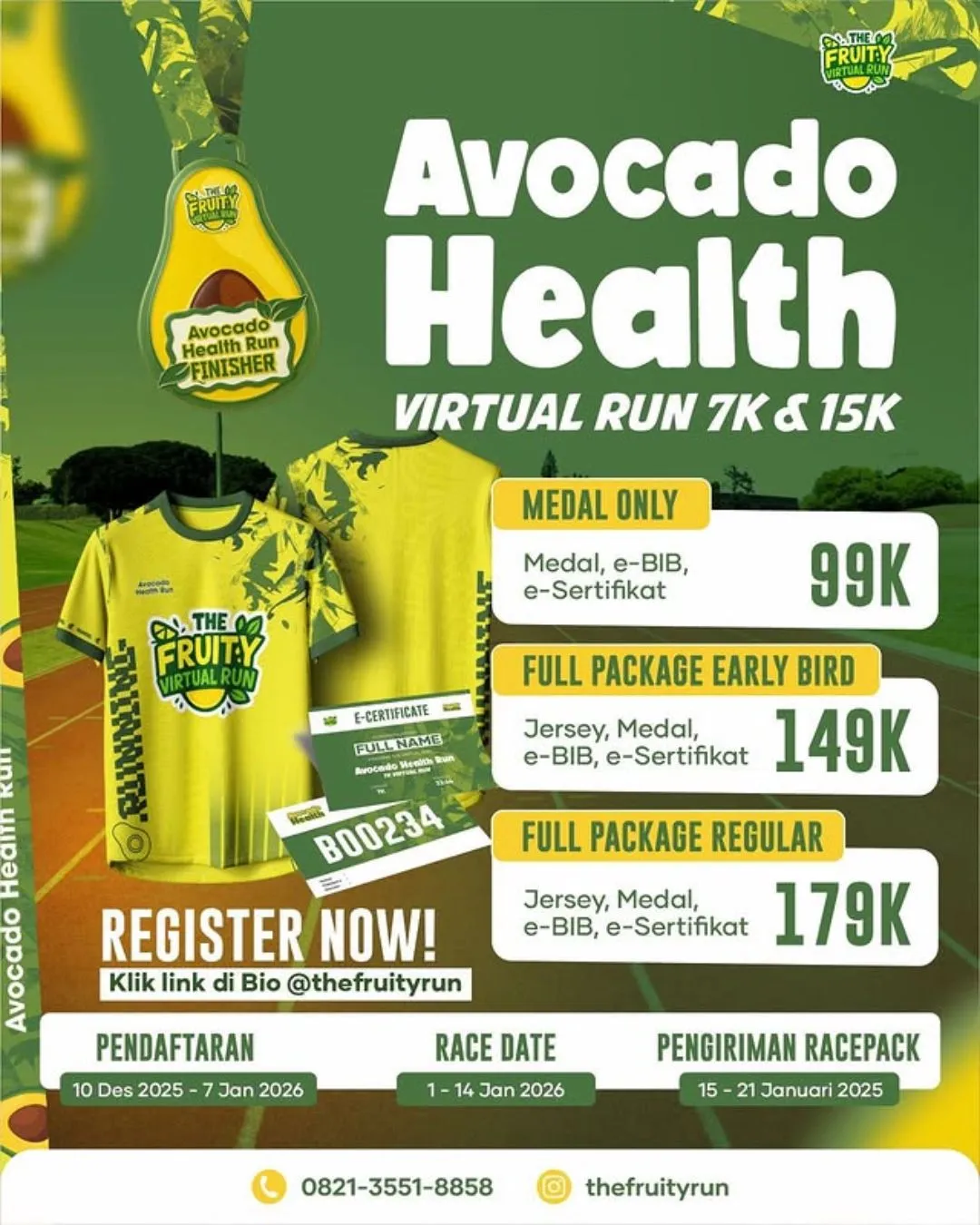 Poster event virtual Avocado Health Virtual Run - JadwalLari.id 2026