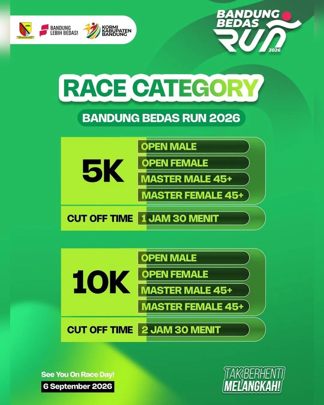 Poster event Bandung Bedas Run 2026 di Bandung pada Minggu, 6 Sep 2026