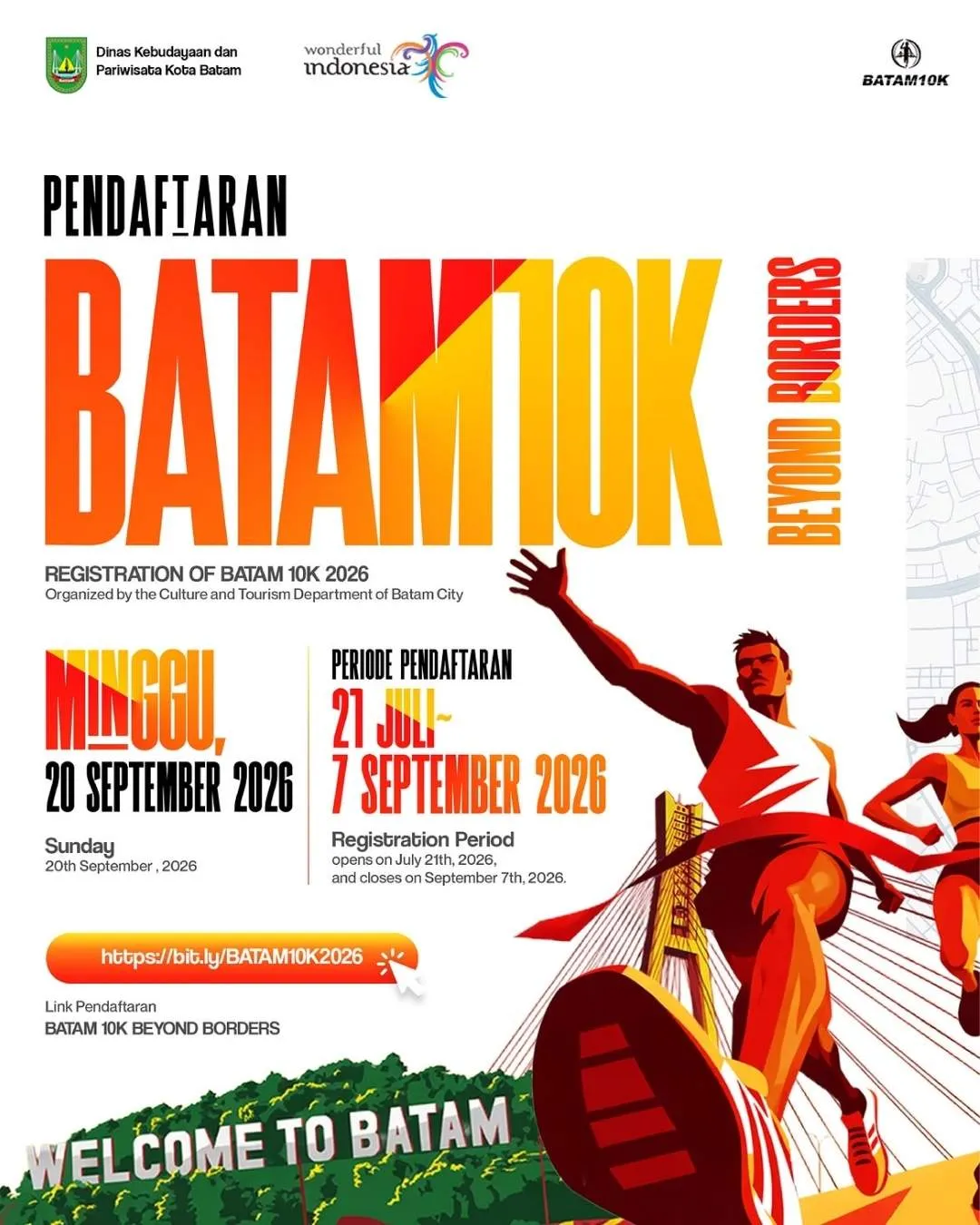 Poster event Batam 10K 2026 di Batam pada Minggu, 20 Sep 2026