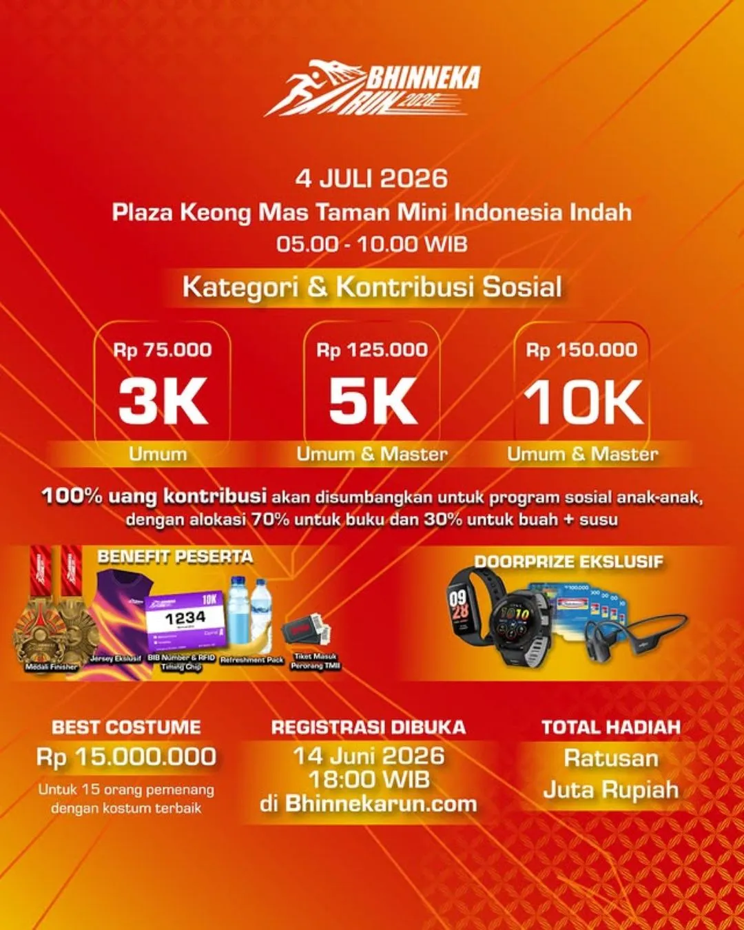 Poster event Bhinneka Run 2026 di Jakarta Timur pada Sabtu, 4 Jul 2026