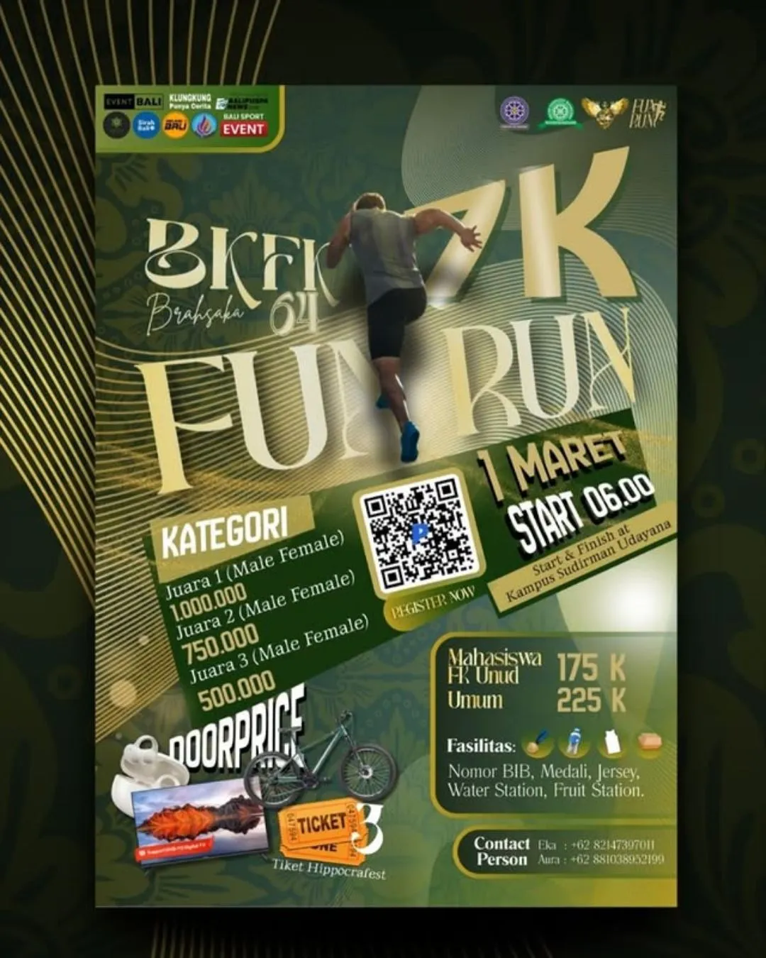 Poster event BKFK 64 Fun Run 2026 di Denpasar pada Minggu, 1 Mar 2026