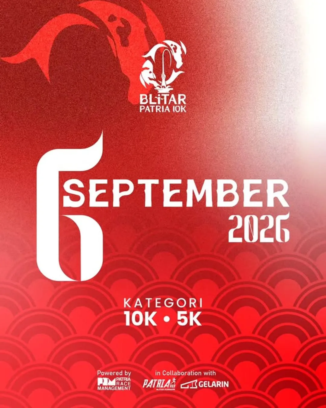 Poster event Blitar Patria 10K 2026 di Blitar pada Minggu, 6 Sep 2026
