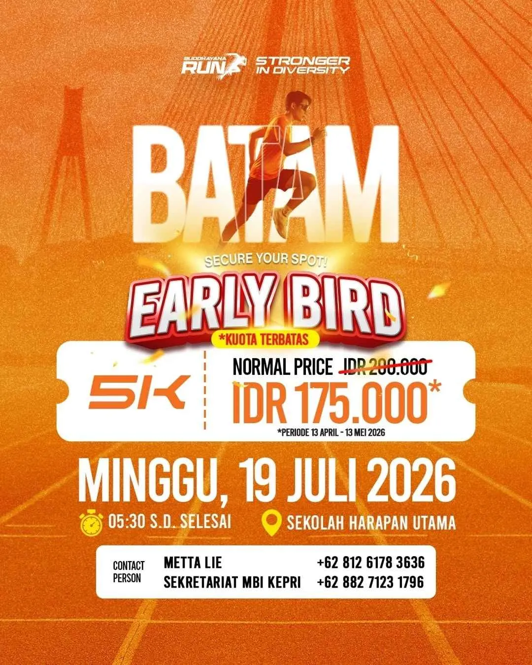 Poster event Buddhayana Run Batam 2026 di Batam pada Minggu, 19 Jul 2026