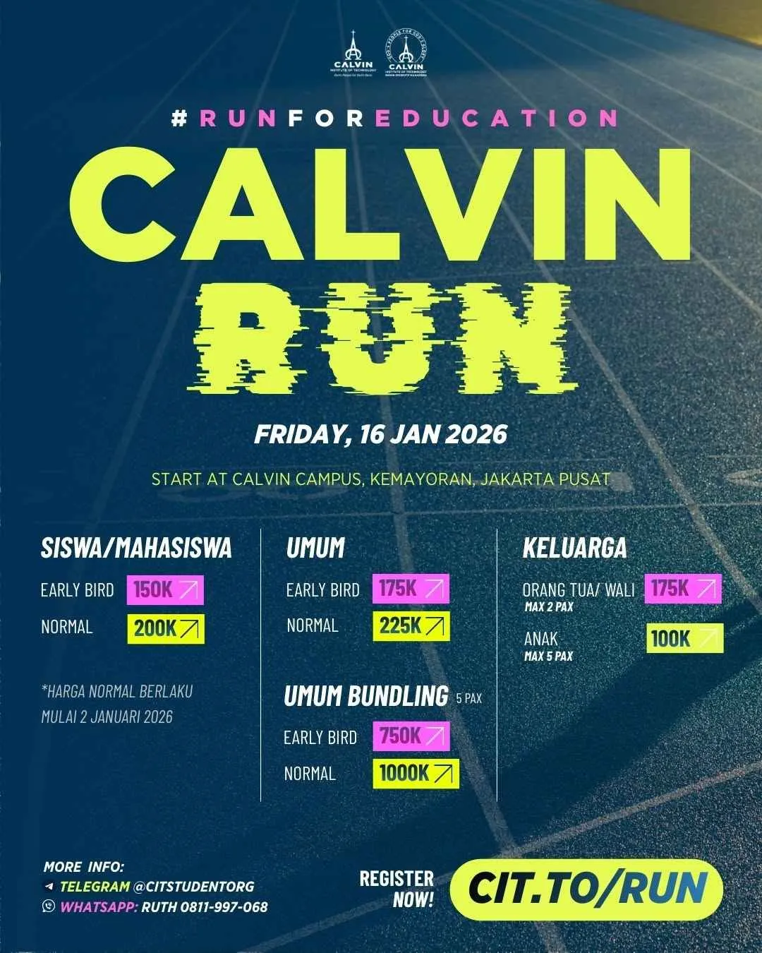 Poster event Calvin Run 2026 di Jakarta pada Jumat, 16 Jan 2026