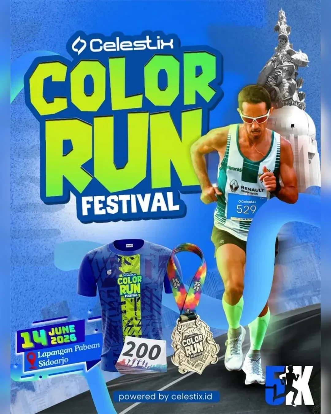 Poster event Celestix Color Run Festival 2026 di Sidoarjo pada Minggu, 14 Jun 2026