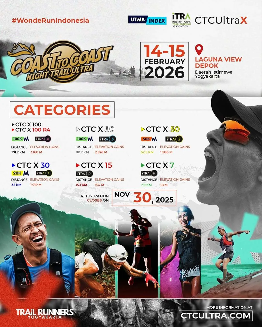 Poster event Coast To Coast Night Trail Ultra 2026 di Bantul pada Minggu, 15 Feb 2026