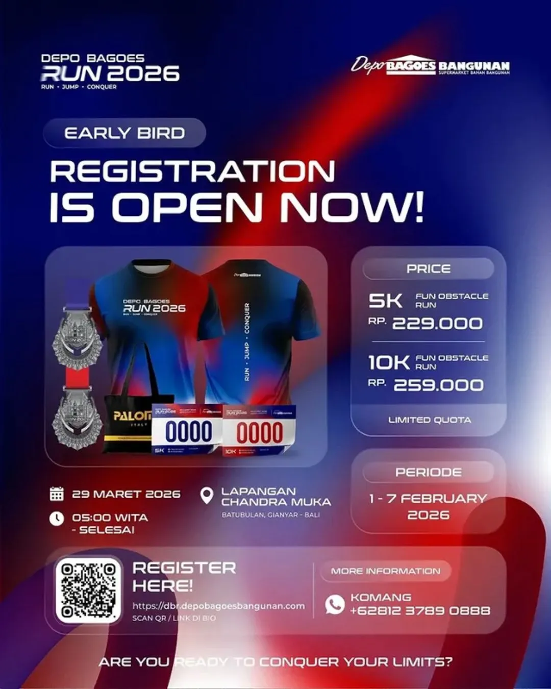Poster event Depo Bagoes Run 2026 di Gianyar pada Minggu, 29 Mar 2026