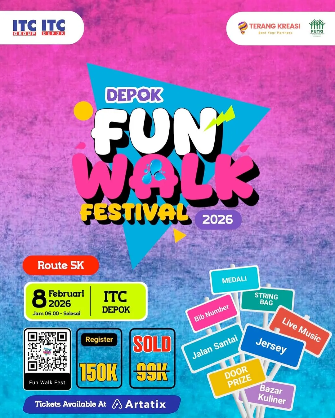 Poster event Depok Fun Walk Festival 2026 di Depok pada Minggu, 8 Feb 2026