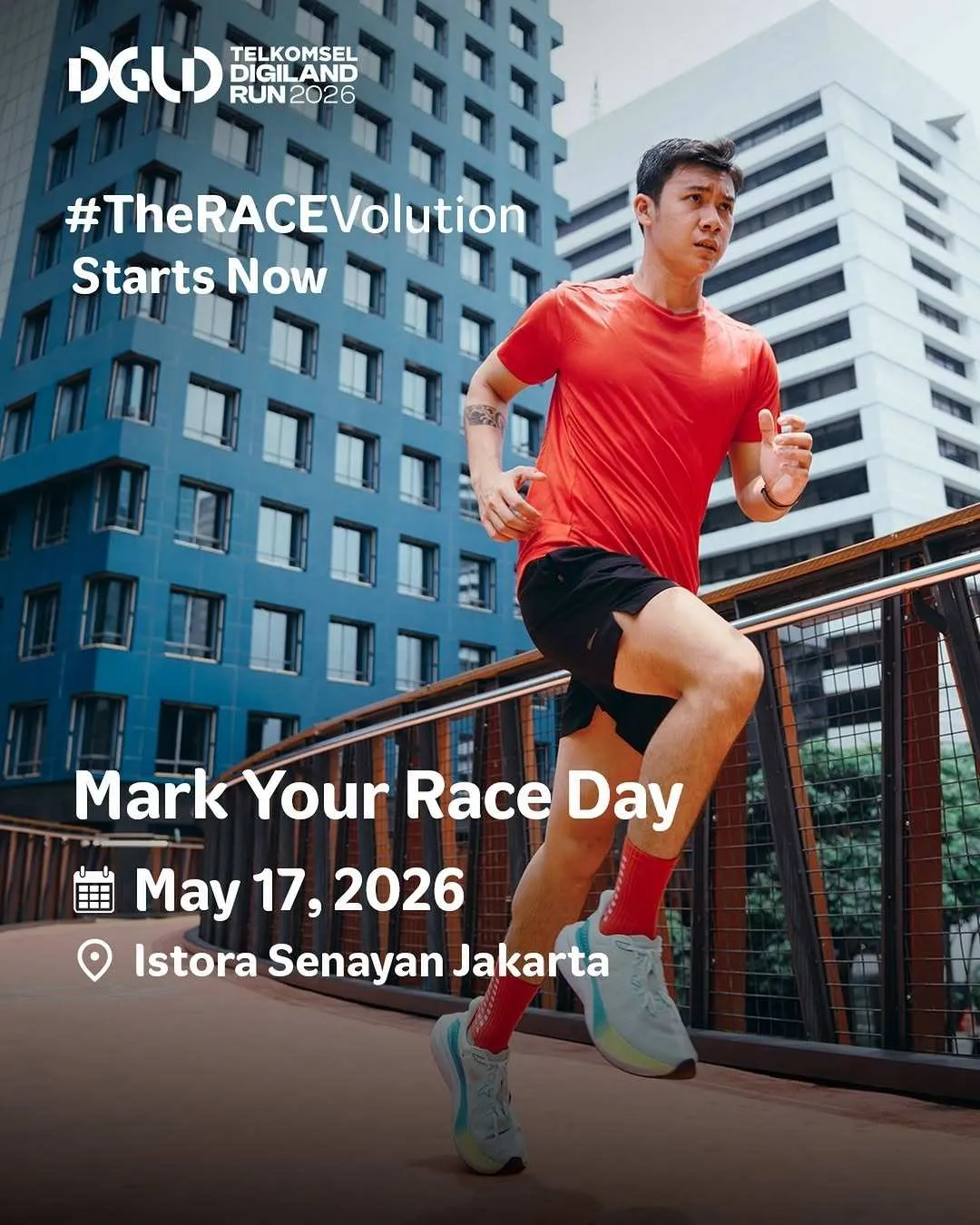 Poster event Telkomsel Digiland Run 2026 di Jakarta Pusat pada Minggu, 17 Mei 2026