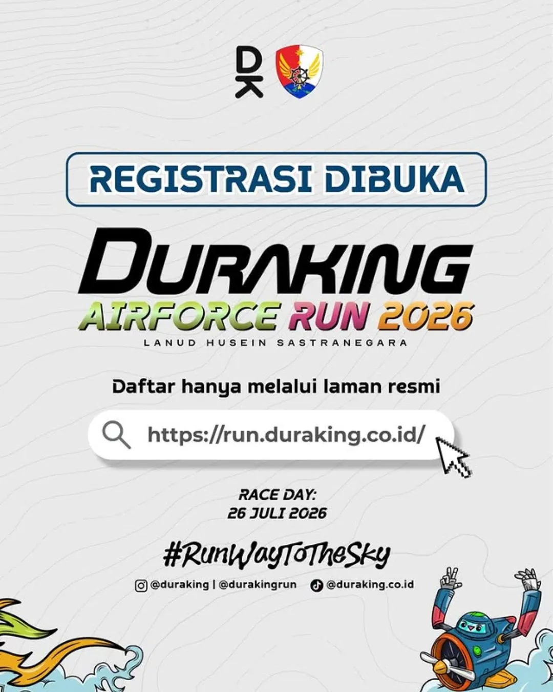 Poster event Duraking Airforce Run 2026 di Bandung pada Minggu, 26 Jul 2026