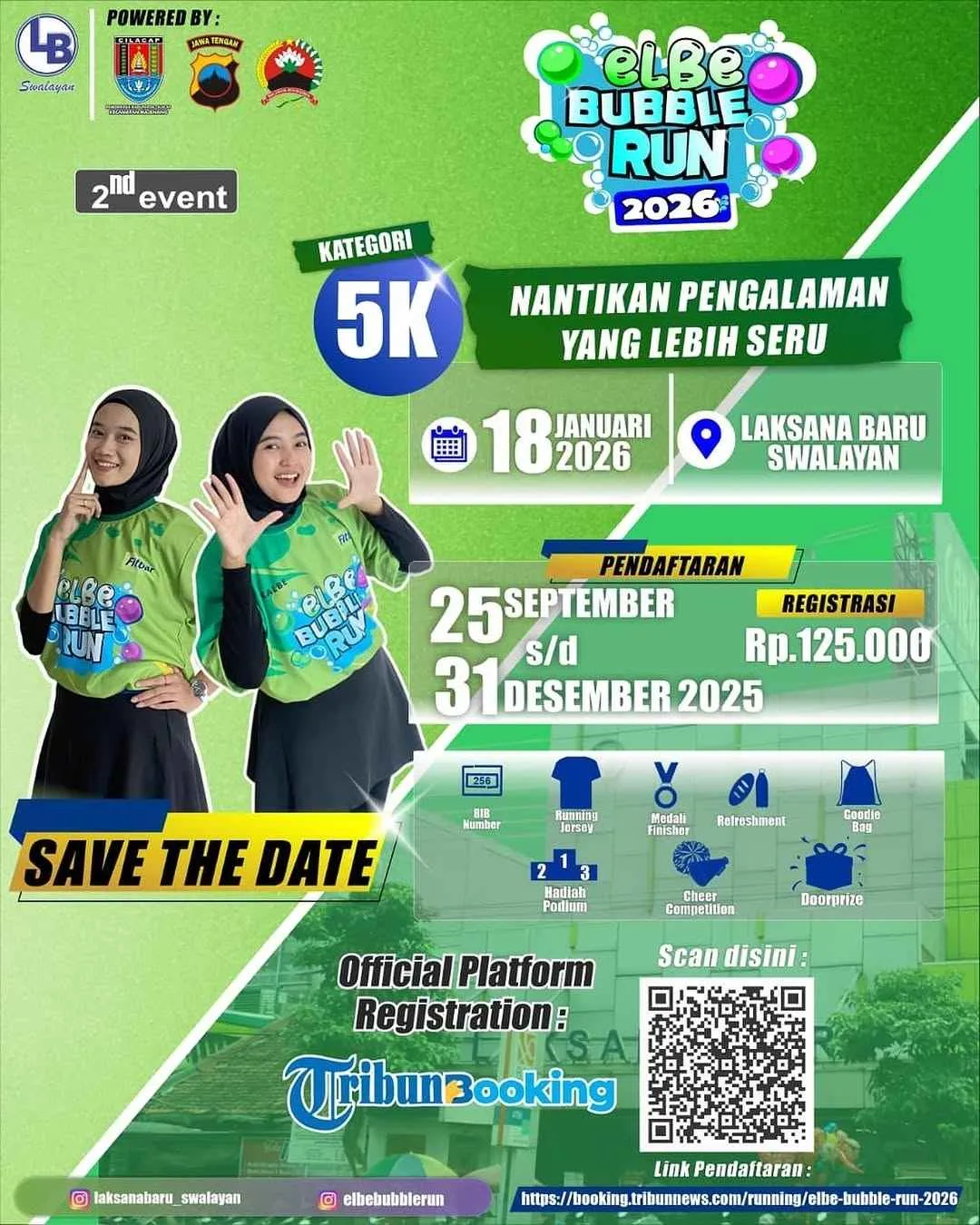 Poster event eLBe Bubble Run 2026 di Cilacap pada Minggu, 18 Jan 2026