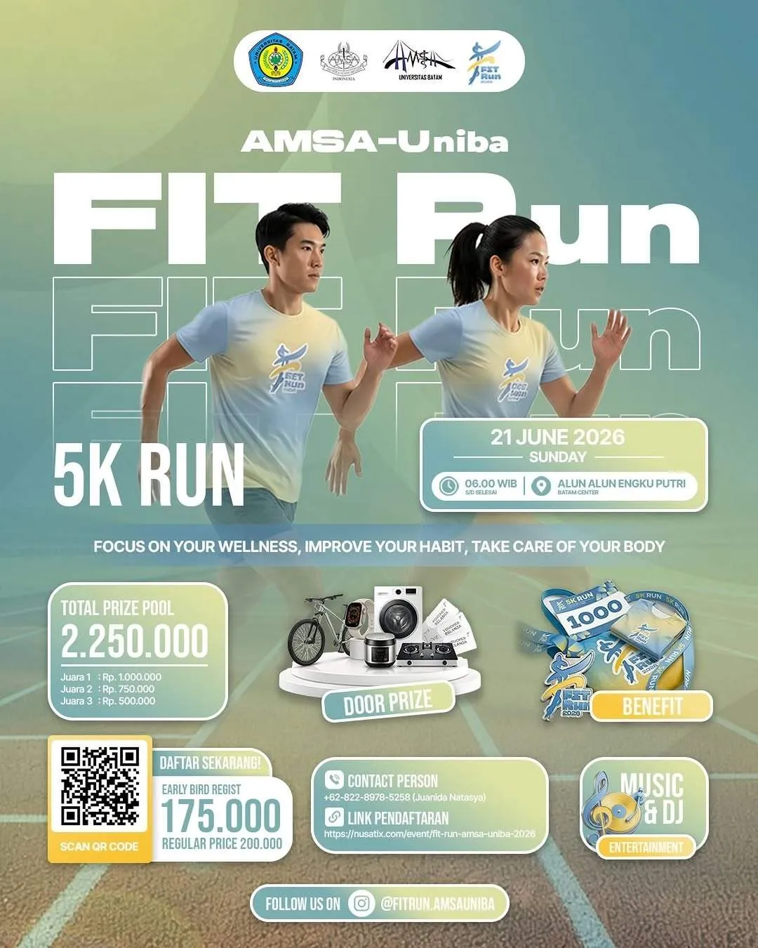 Poster event FIT Run AMSA-Uniba di Batam pada Minggu, 21 Jun 2026