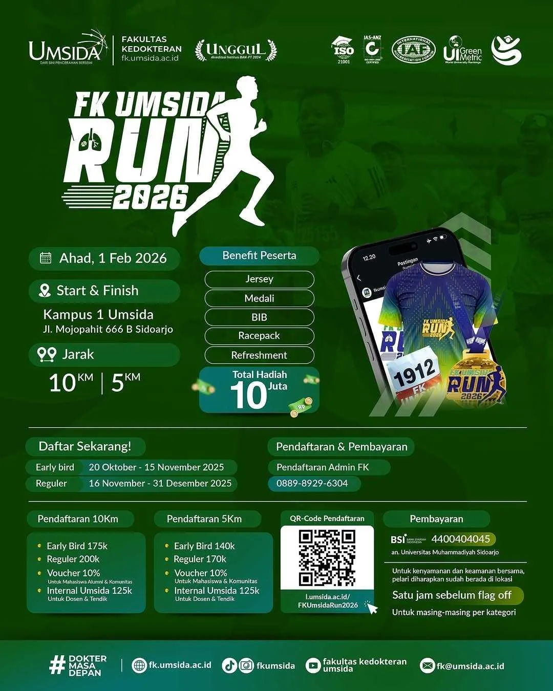 Poster event FK UMSIDA RUN 2026 di Sidoarjo pada Minggu, 1 Feb 2026