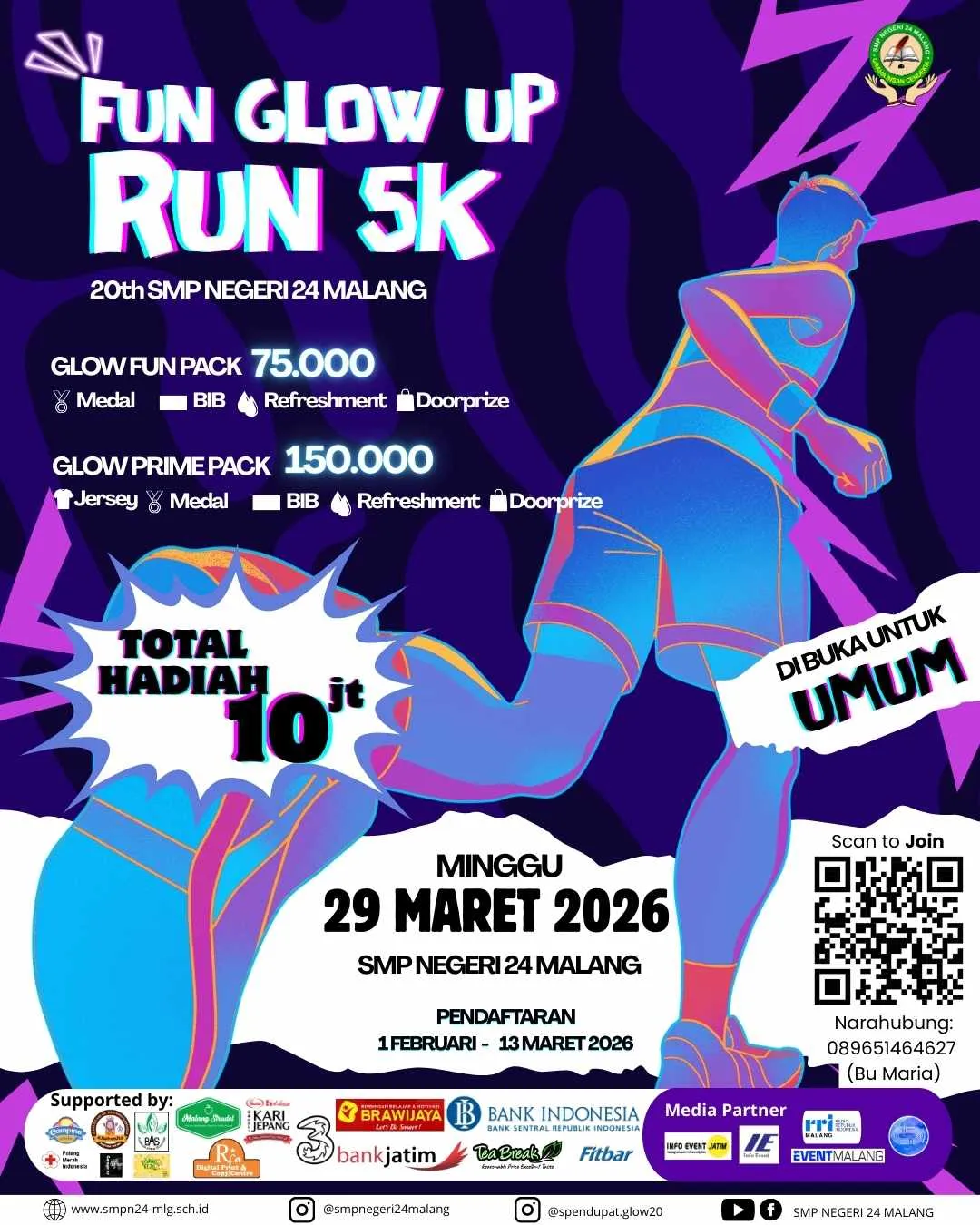 Poster event Fun Glow Up Run 2026 di Malang pada Minggu, 29 Mar 2026