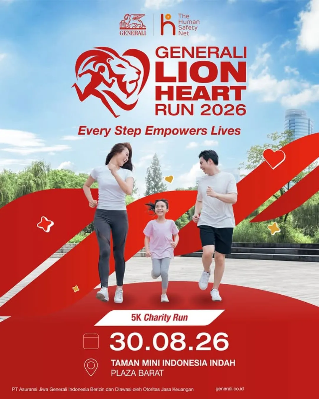 Poster event Generali Lion Heart Run 2026 di Jakarta Timur pada Minggu, 30 Agu 2026
