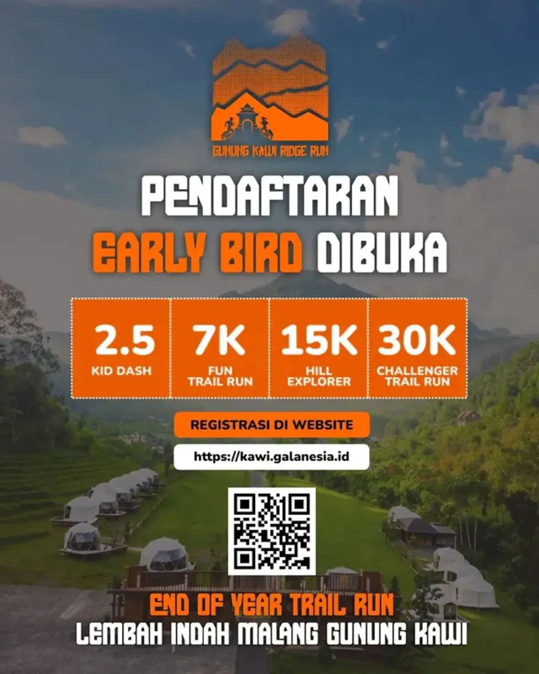 Poster event Gunung Kawi Ridge Run (GKRR) di Malang pada Minggu, 20 Des 2026