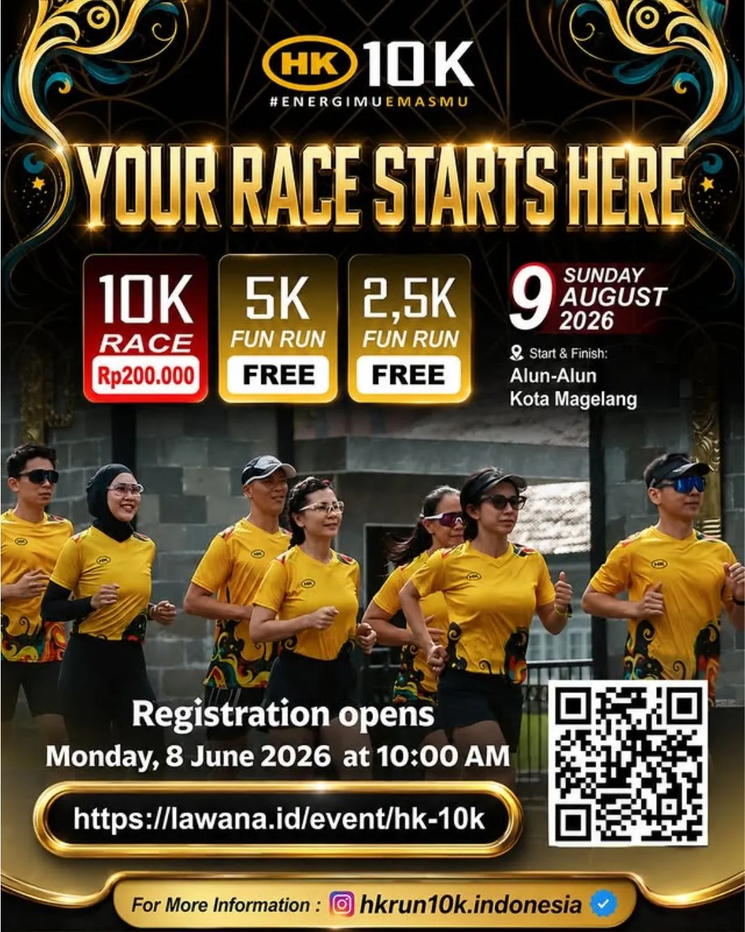 Poster event HK 10K 2026 di Magelang pada Minggu, 9 Agu 2026