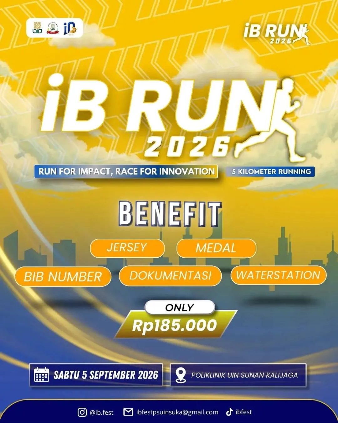 Poster event iB RUN 2026 di Sleman pada Sabtu, 22 Agu 2026
