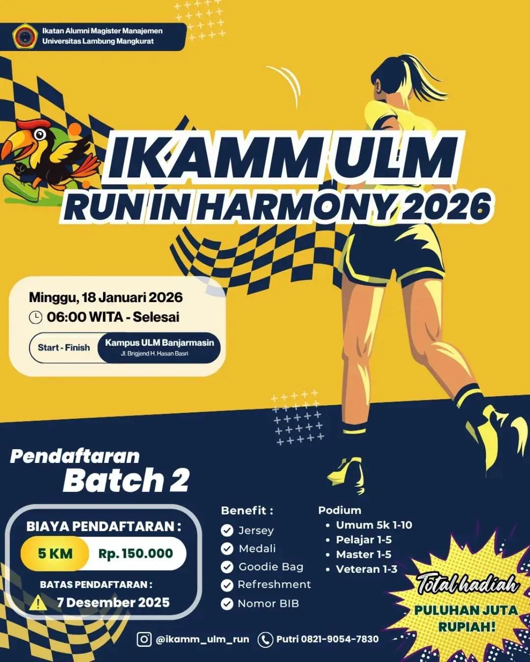 Poster event IKAMM ULM Run In Harmony 2026 di Banjarmasin pada Minggu, 18 Jan 2026