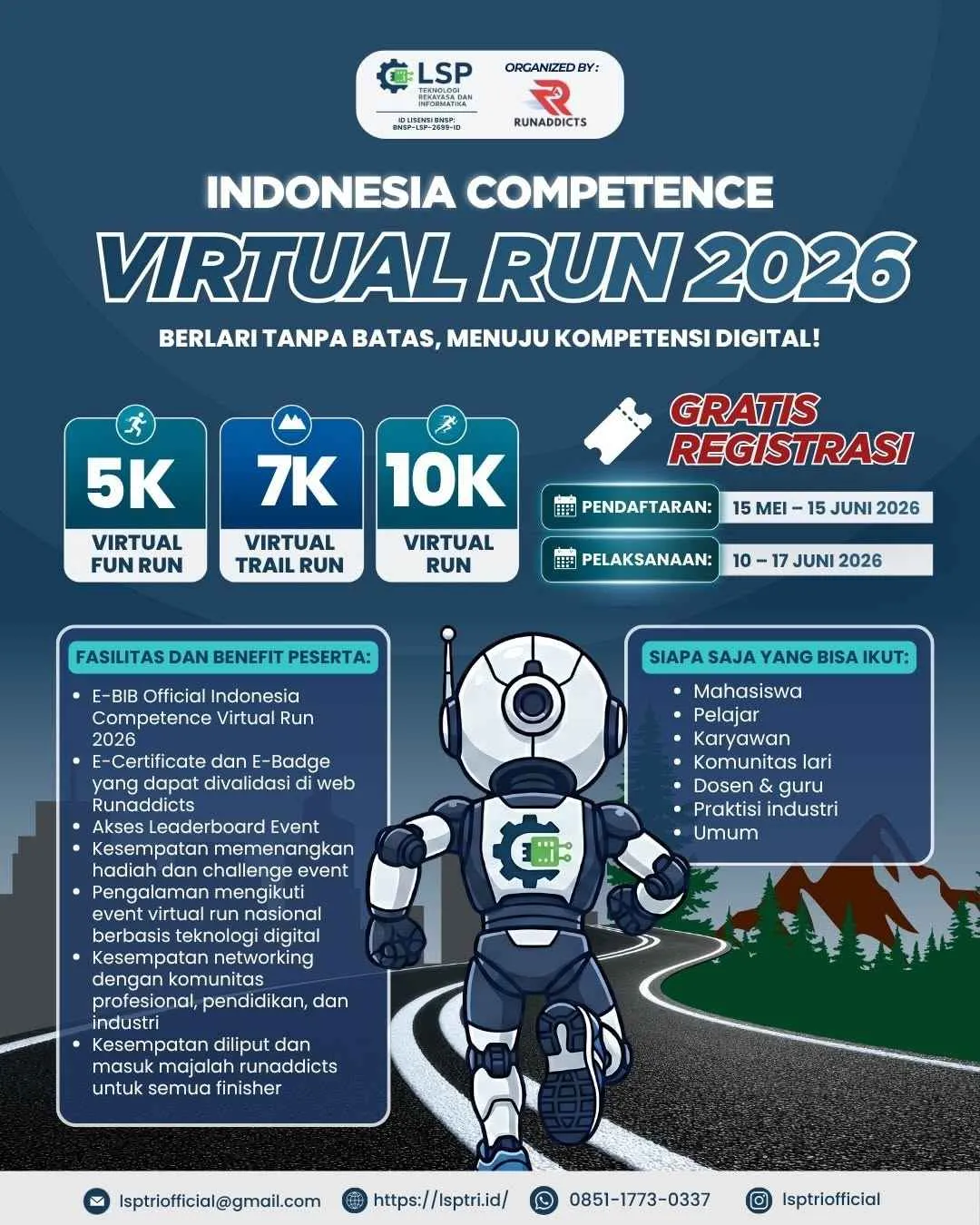 Poster event virtual Indonesia Competence Virtual Run 2026