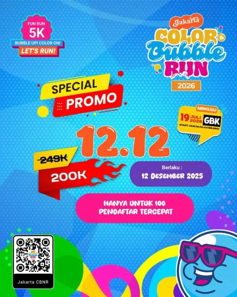 Poster event Jakarta Color and Bubble Run 2026 di Jakarta pada Minggu, 19 Jul 2026
