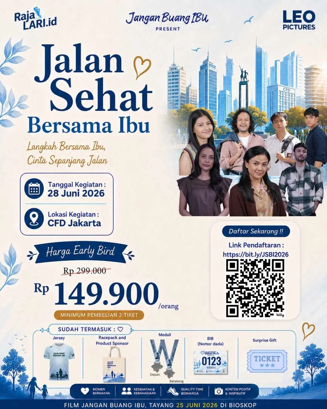Poster event Jalan Sehat Bersama Ibu 2026 di Jakarta Pusat pada Minggu, 28 Jun 2026