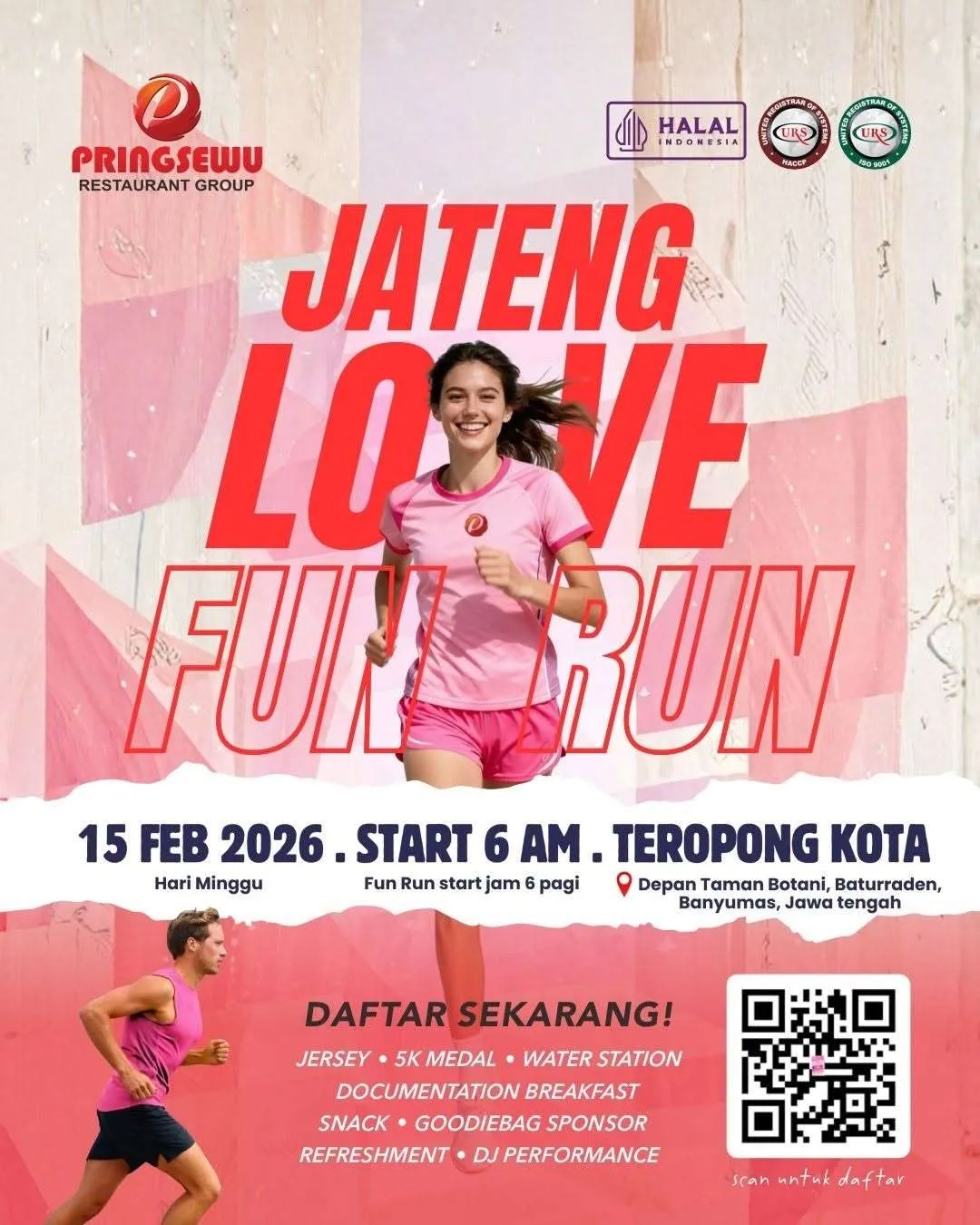 Poster event Jateng Love Fun Run 2026 di Banyumas pada Minggu, 15 Feb 2026