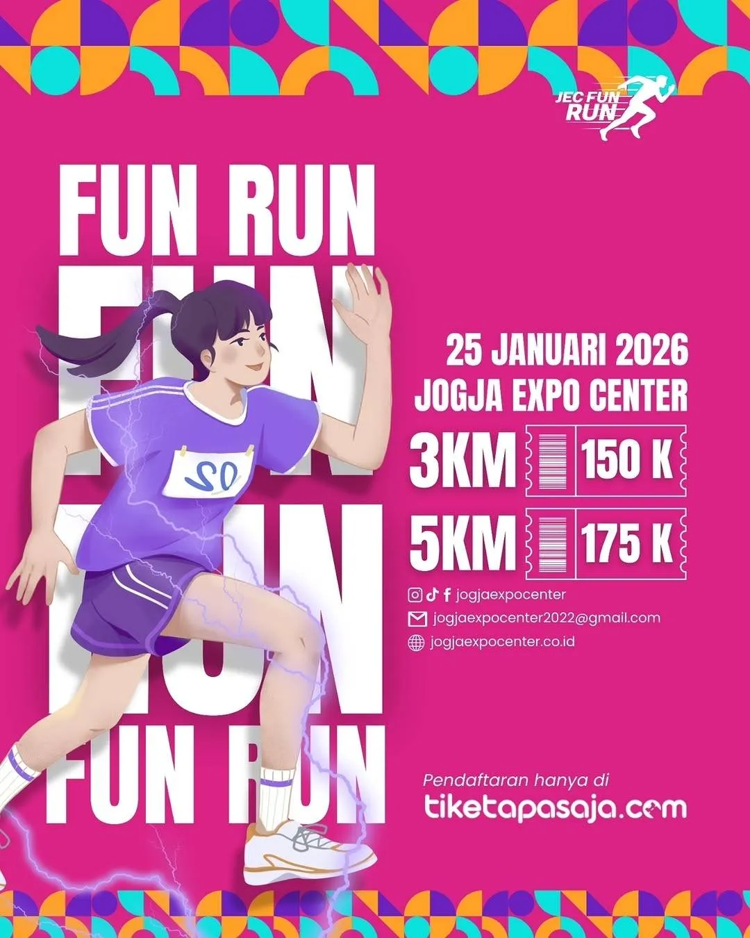 Poster event JEC Fun Run 2026 di Bantul pada Minggu, 25 Jan 2026