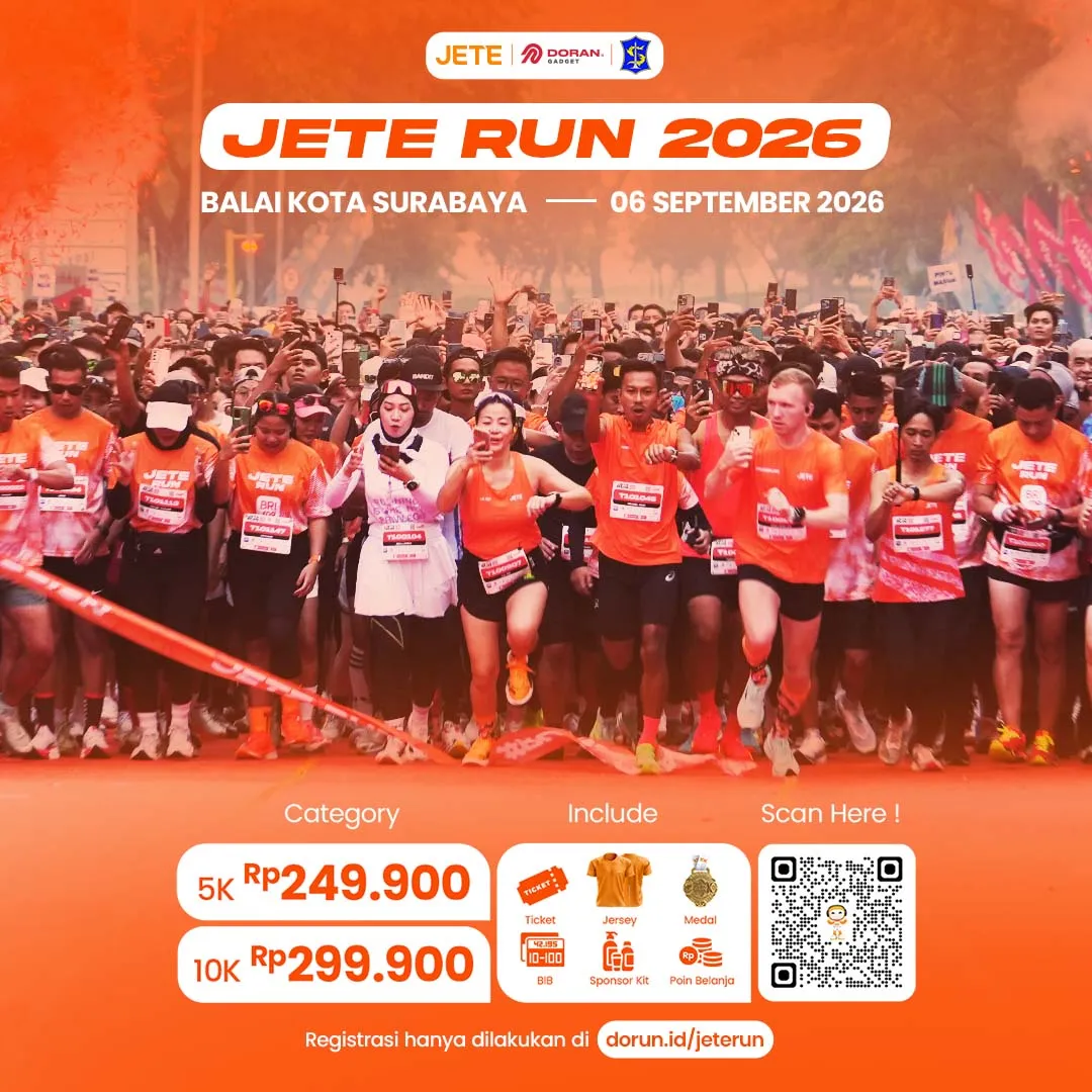 Poster event JETE RUN 2026 di Surabaya pada Minggu, 6 Sep 2026