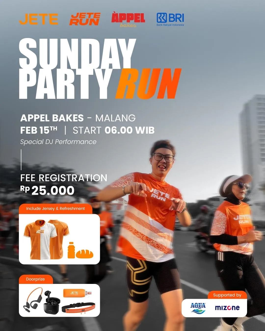 Poster event JETE Sunday Party Run 2026 di Malang pada Minggu, 15 Feb 2026