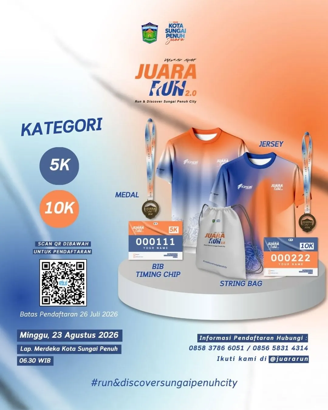 Poster event JUARA RUN 2.0 2026 di Sungai Penuh pada Minggu, 23 Agu 2026