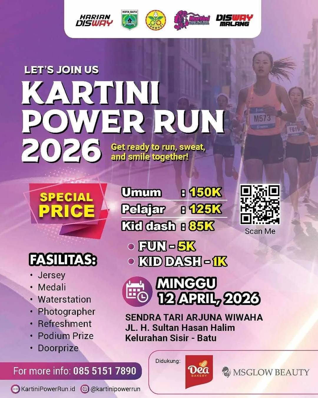 Poster event Kartini Power Run 2026 di Batu pada Minggu, 12 Apr 2026