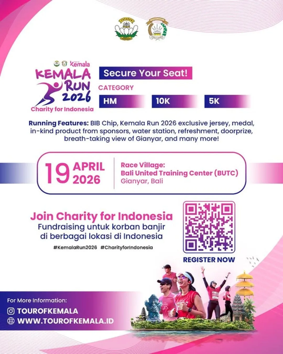 Poster event Kemala Run 2026 di Gianyar pada Minggu, 19 Apr 2026