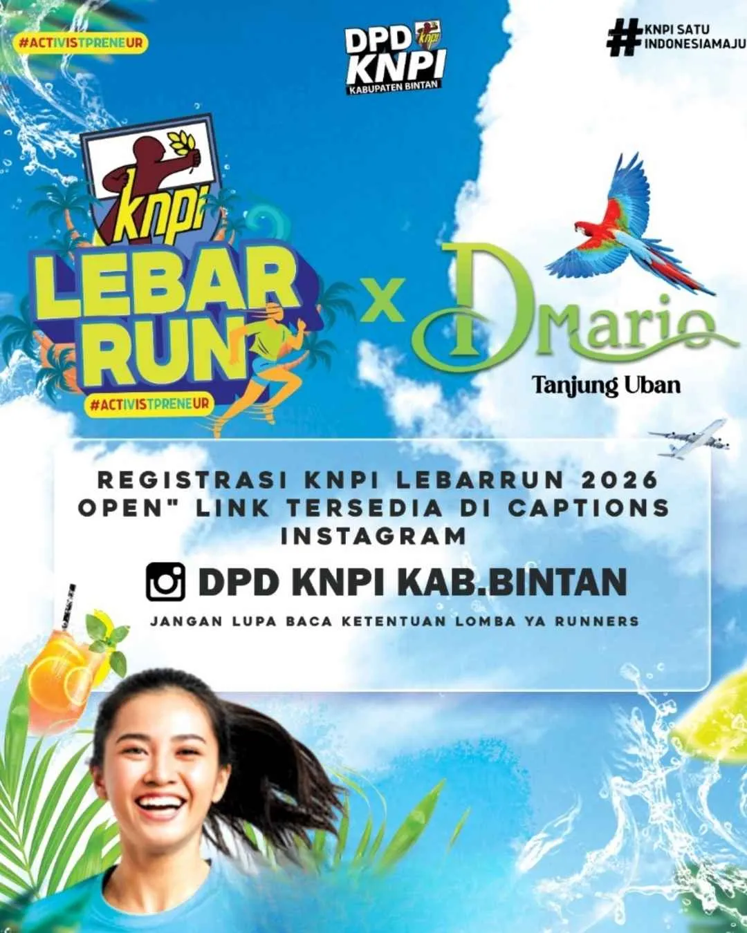 Poster event KNPI Lebar Run 2026 di Bintan pada Sabtu, 28 Mar 2026