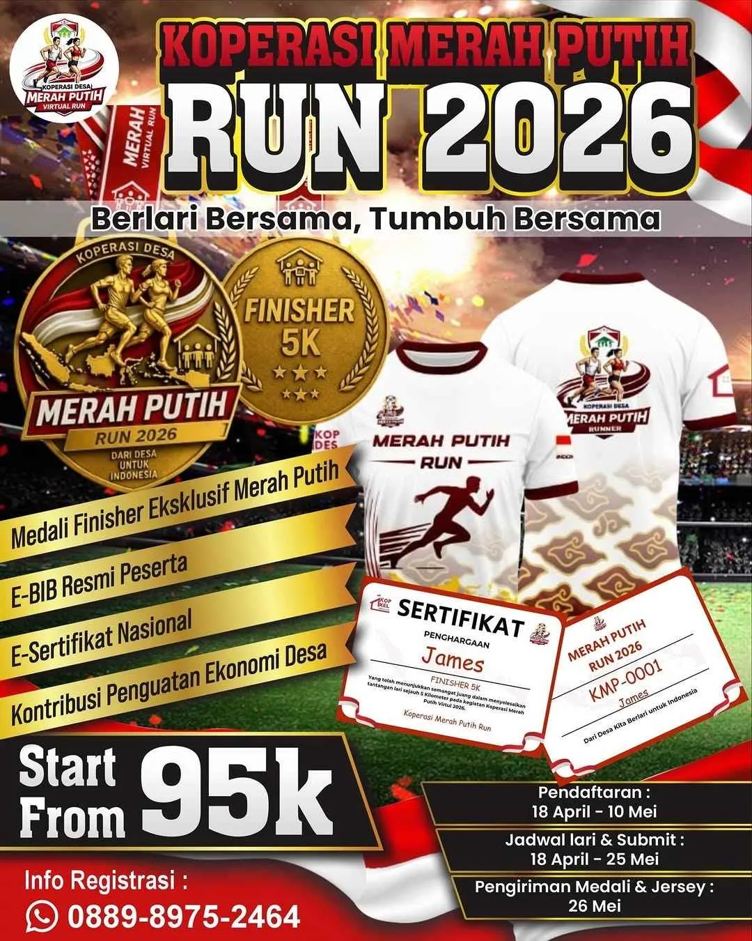 Poster event virtual Koperasi Merah Putih Virtual Run 2026