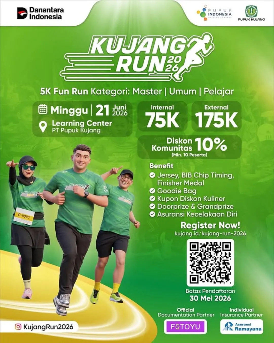 Poster event Kujang Run 2026 di Karawang pada Minggu, 21 Jun 2026