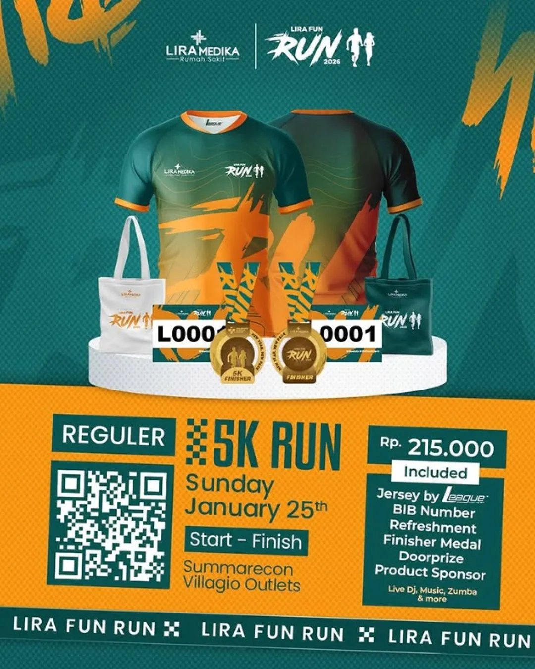 Poster event Lira Fun Run 2026 di Karawang pada Minggu, 25 Jan 2026