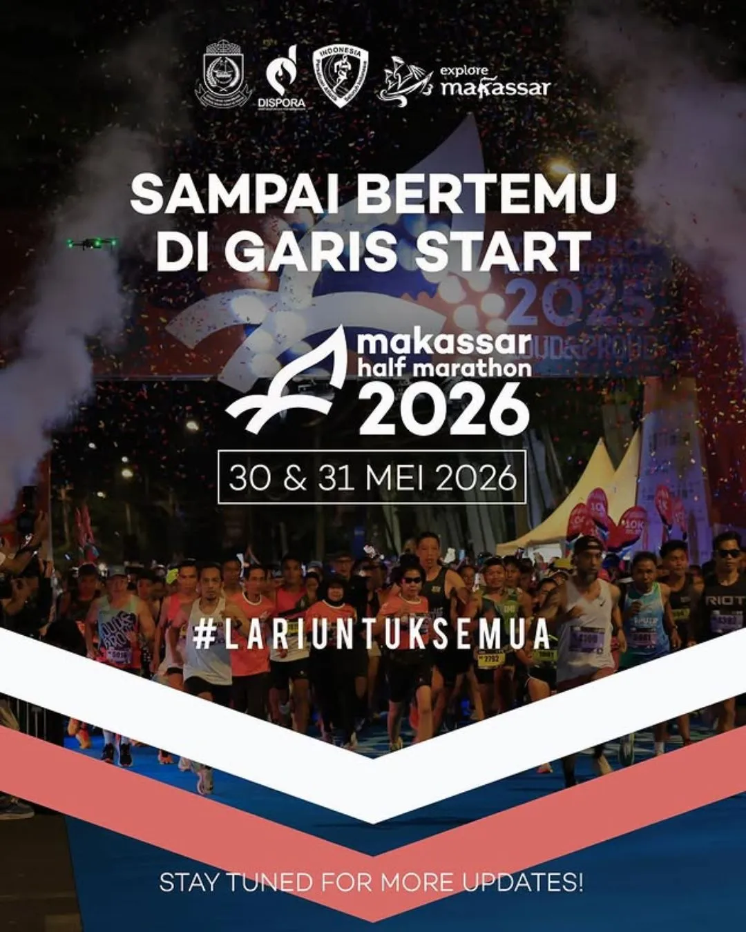 Poster event Makassar Half Marathon 2026 di Makassar pada Sabtu, 30 Mei 2026 – 31 Mei 2026