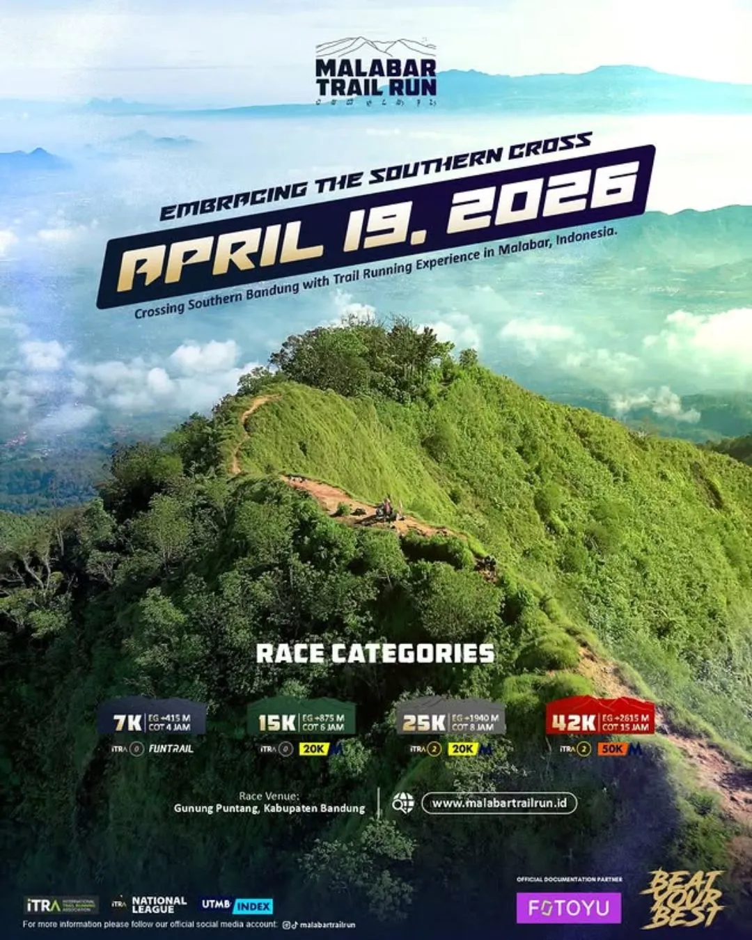 Poster event Malabar Trail Run 2026 di Bandung pada Minggu, 19 Apr 2026