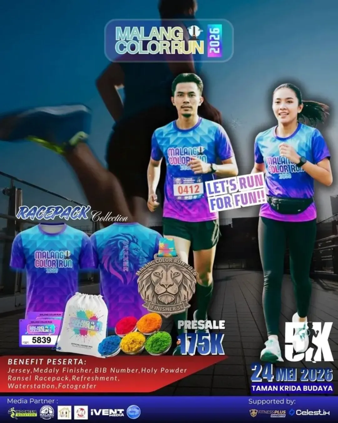 Poster event Malang Color Run 2026 di Malang pada Minggu, 24 Mei 2026