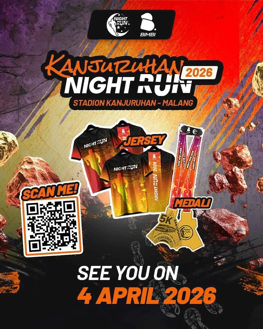 Poster event Malang Night Run 2026 di Malang pada Sabtu, 4 Apr 2026