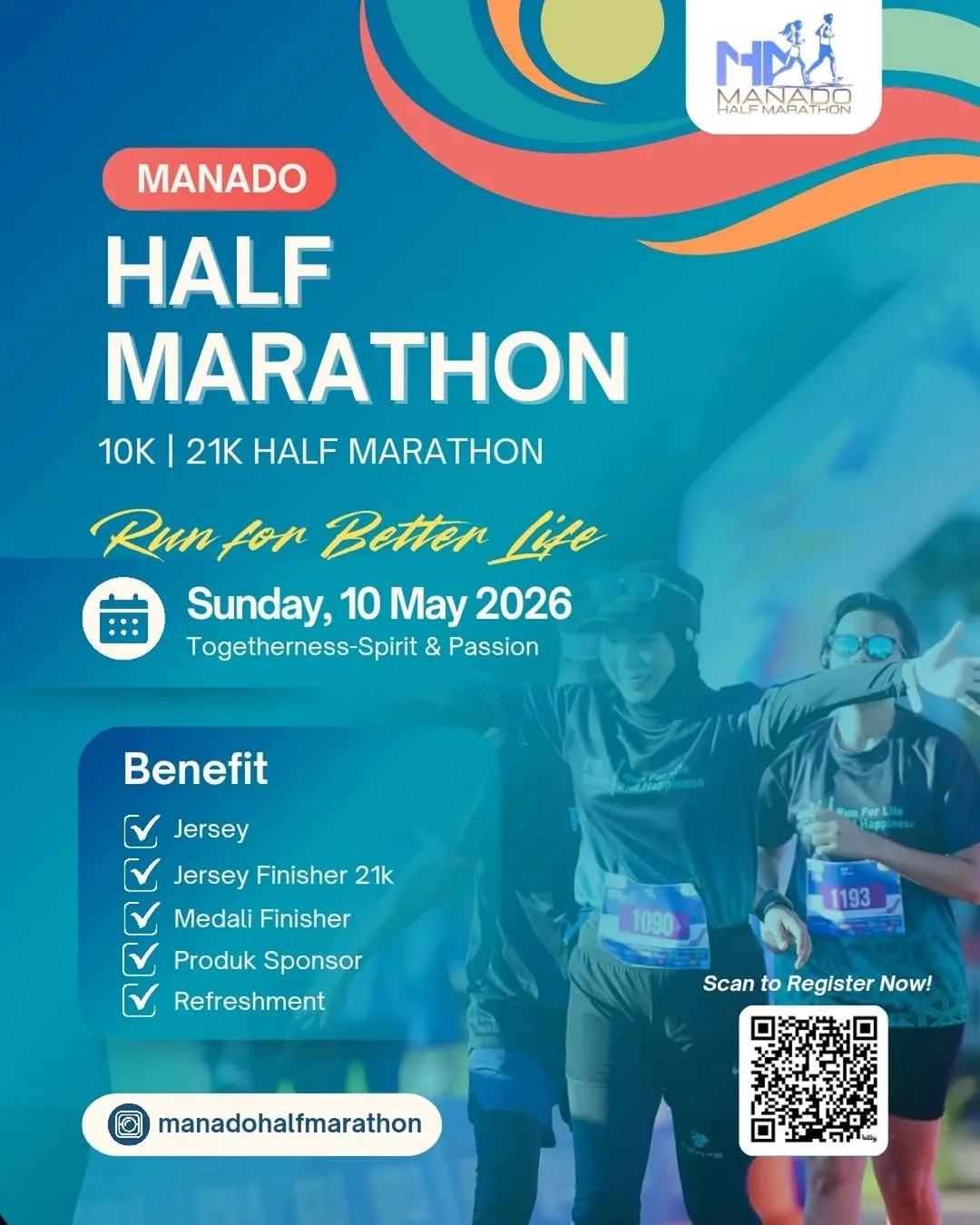 Poster event Manado Half Marathon 2026 di Manado pada Minggu, 10 Mei 2026