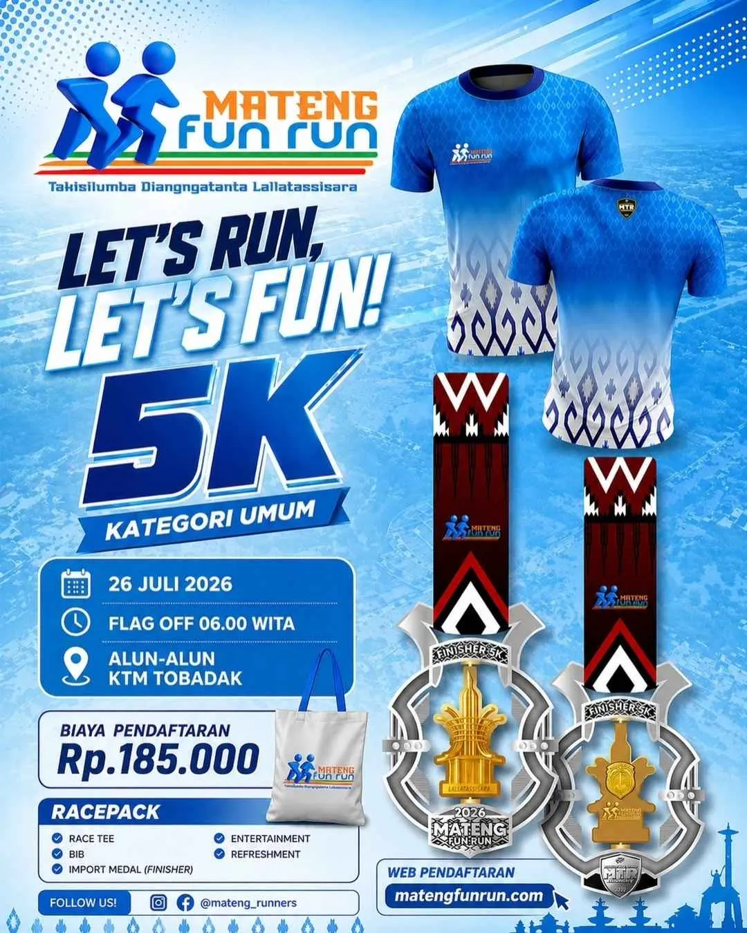 Poster event Mateng Fun Run 2026 di Mamuju Tengah pada Minggu, 26 Jul 2026