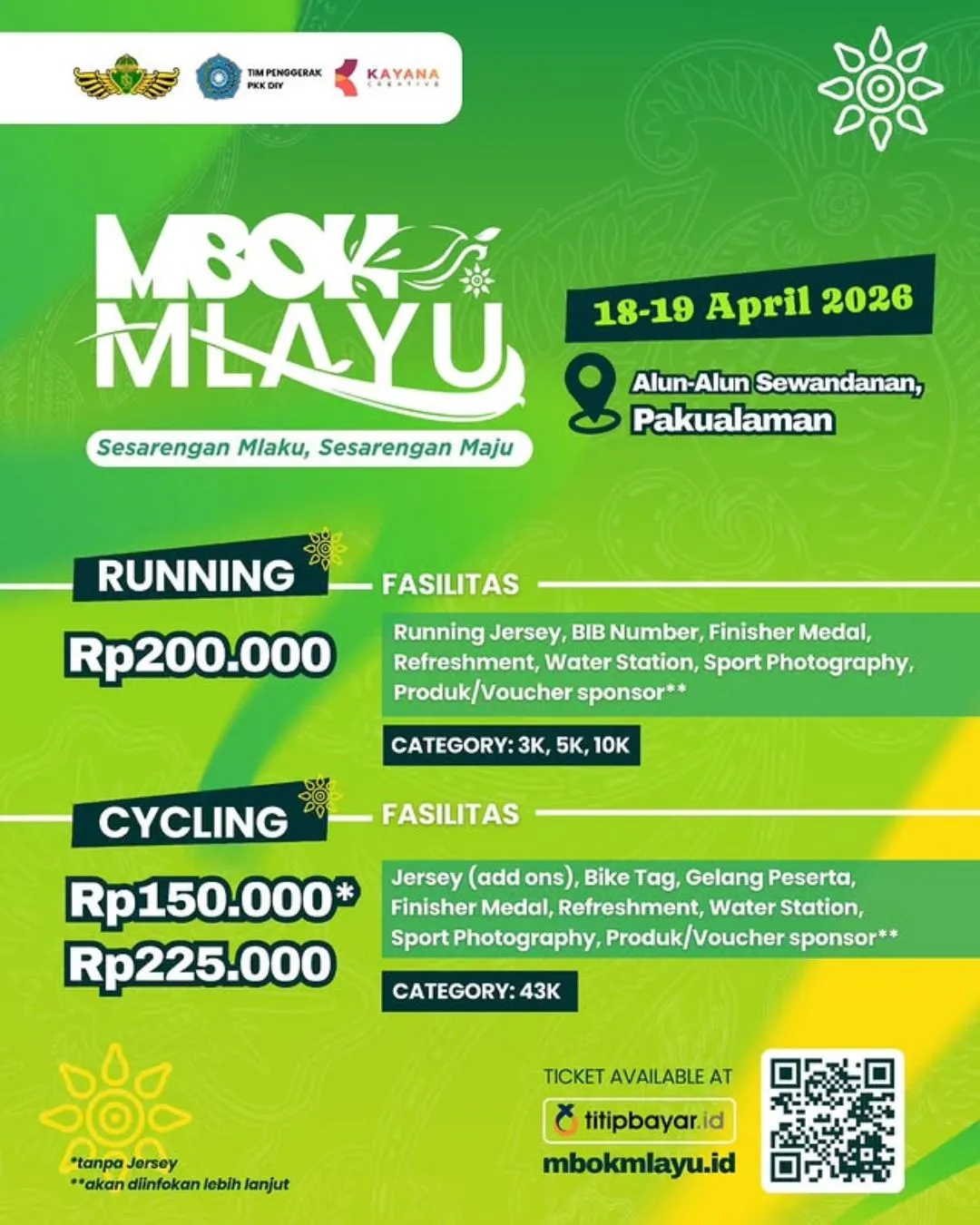 Poster event Mbok Mlayu 2026 di Yogyakarta pada Minggu, 19 Apr 2026