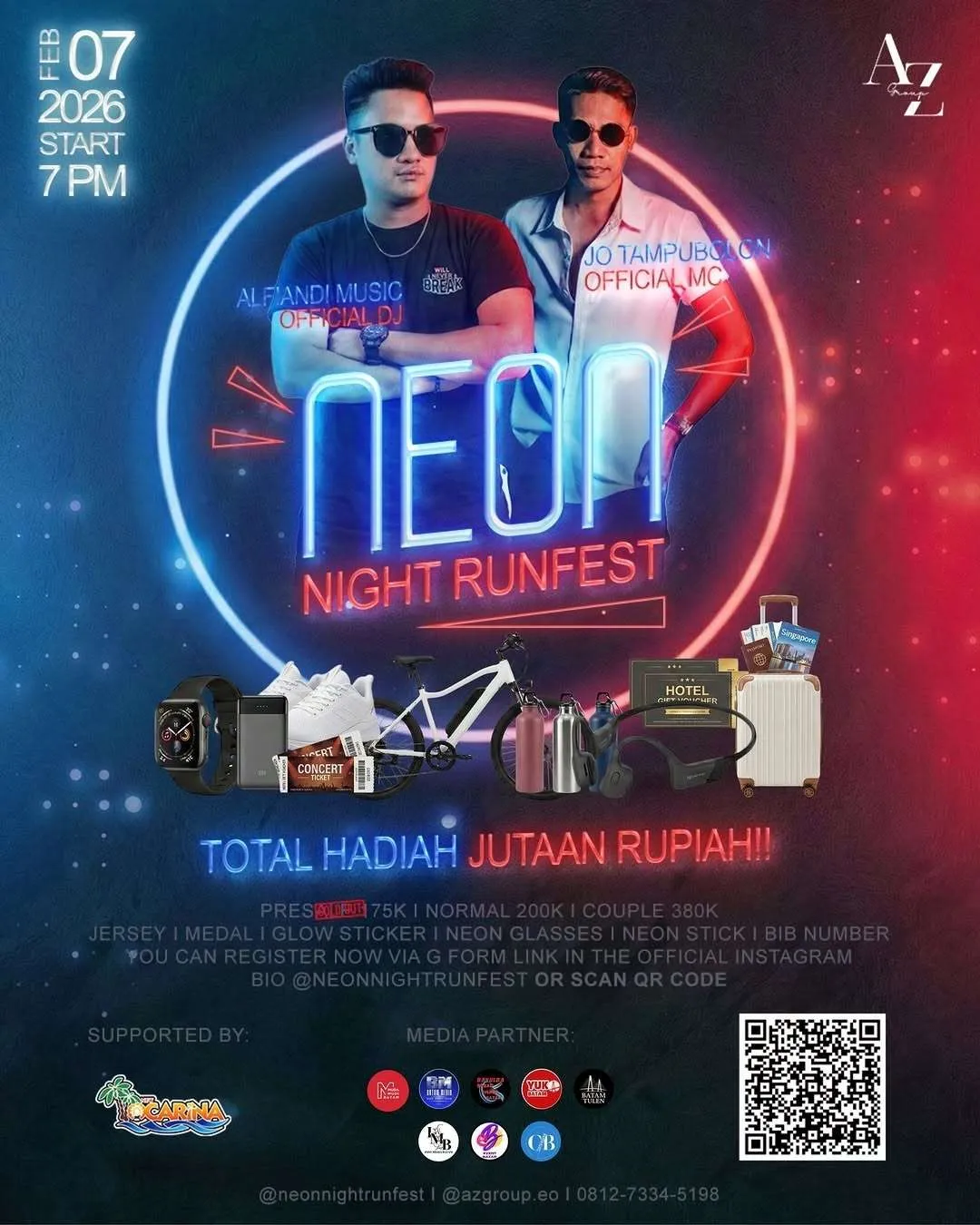 Poster event Neon Night Runfest 2026 di Batam pada Sabtu, 7 Feb 2026