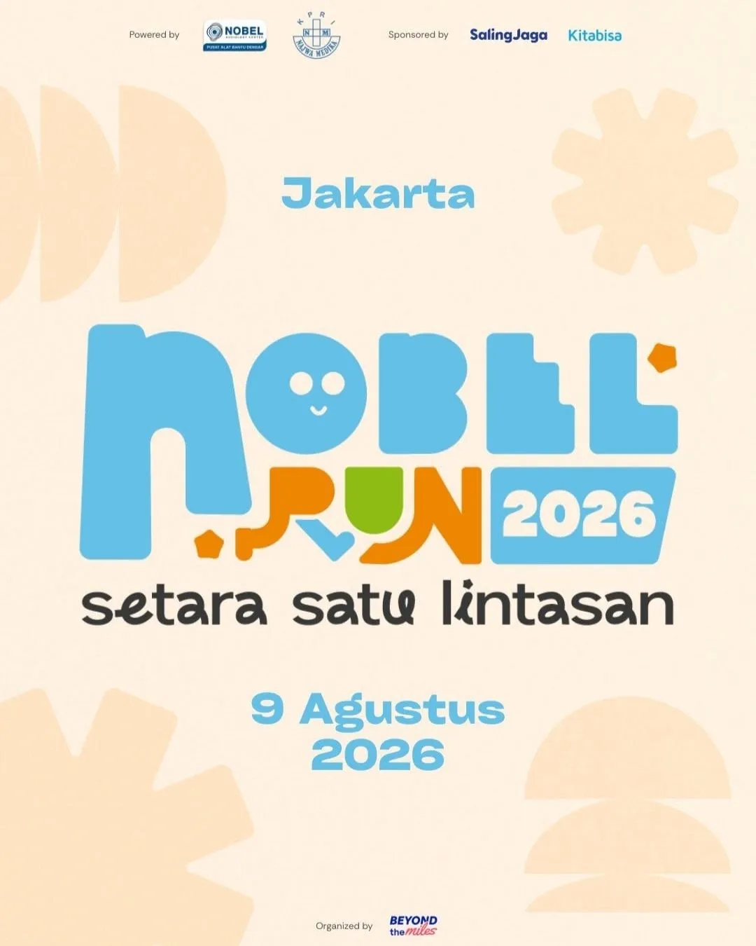 Poster event Nobel Run 2026 di Jakarta Pusat pada Minggu, 9 Agu 2026